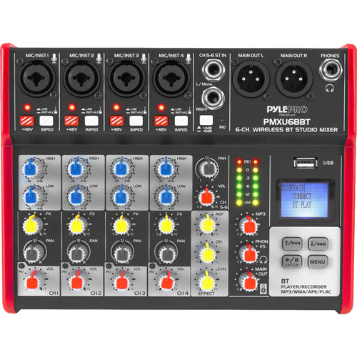 Pyle Pro PMXU68BT 6-Channel DJ Mixer with Bluetooth and USB Interface