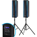 Pyle Pro PS65ACT 6.5" 3-Way 2000W Portable Bluetooth PA Speaker with Light Show, Microphone, and Stands (Pair)