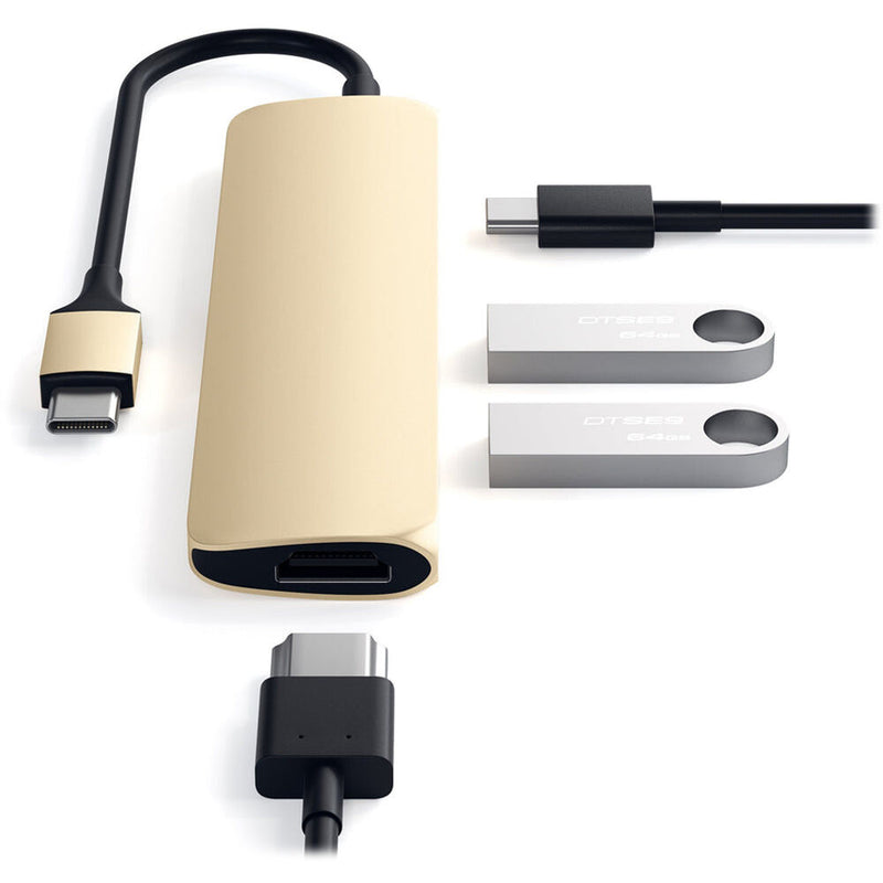 Satechi USB Type-C 4-in-1 Slim Multi-Port Adapter (Gold)