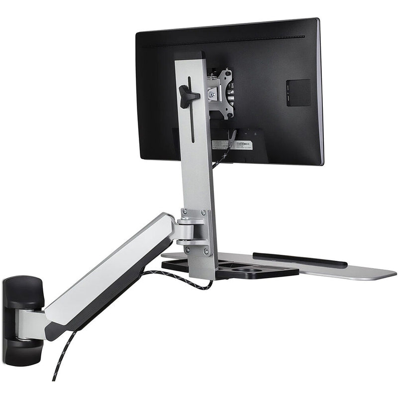 Mount-It! Wall Mounted Sit & Stand Single Monitor Workstation Arm with CPU Mount