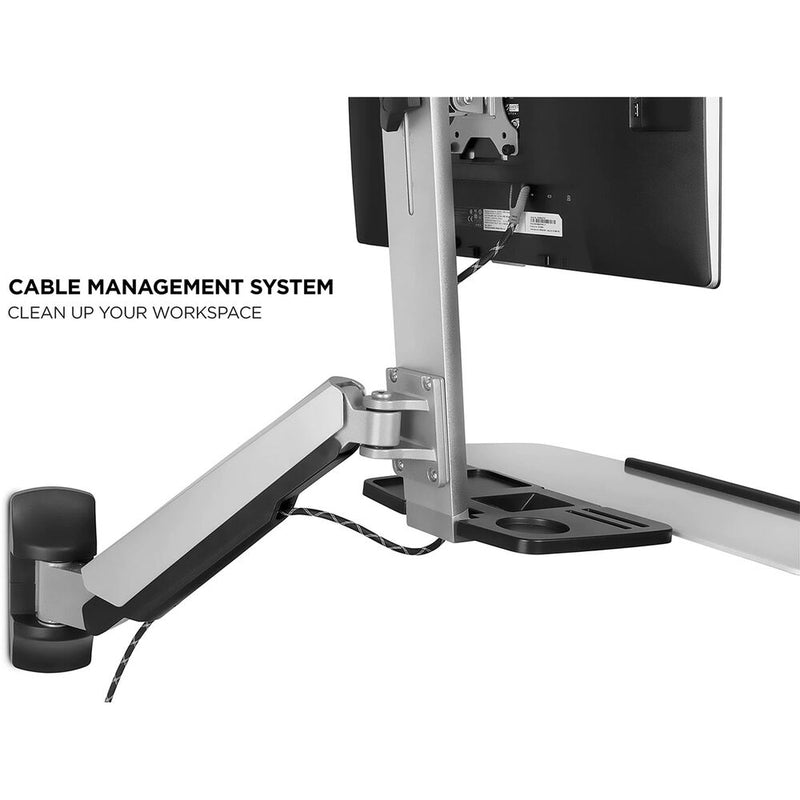 Mount-It! Wall Mounted Sit & Stand Single Monitor Workstation Arm with CPU Mount