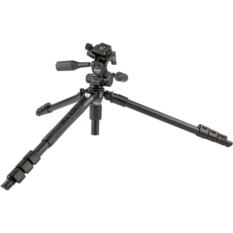 Slik Pro AL-324-3W Aluminum 4-Section Tripod with Arca-Type 3-Way Pan-Tilt Head