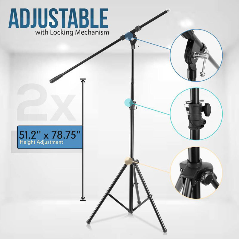 Pyle Pro Heavy-Duty Tripod Boom Microphone Stand (Pair)