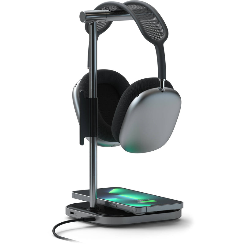 Satechi 2-in-1 Headphone Stand with Wireless Charger (Silver)