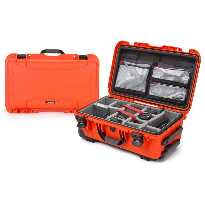 Nanuk 935 Wheeled Waterproof Hard Case Pro Photo/Video Kit with Padded Dividers & Lid Organizer (Orange, 28.5L)