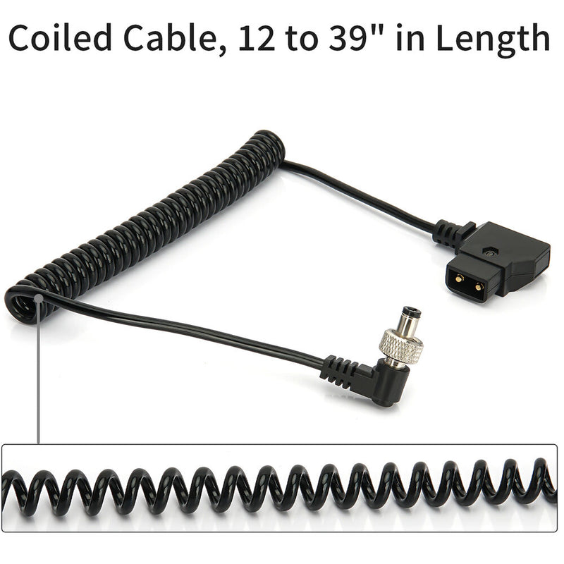 ANDYCINE D-Tap to Locking DC 2.5mm Right-Angle Coiled Cable (12 to 39")