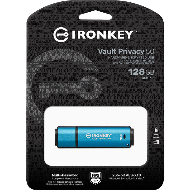 Kingston 128GB IronKey Vault Privacy 50 Series USB-A 3.2 Gen 1 Flash Drive (TAA Compliant)