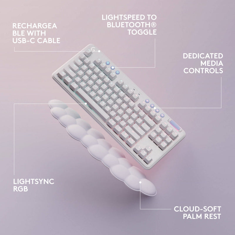 Logitech G G715 LIGHTSPEED Wireless Mechanical Gaming Keyboard (White Mist, GX Brown Switches)