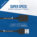 Sabrent USB 2.0 Type-A Male to Type-A Female Extension Cable (3', Black)