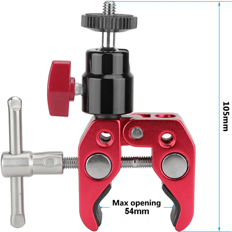 CAMVATE Universal Super Clamp with Ball Head & T-Handle (Red)