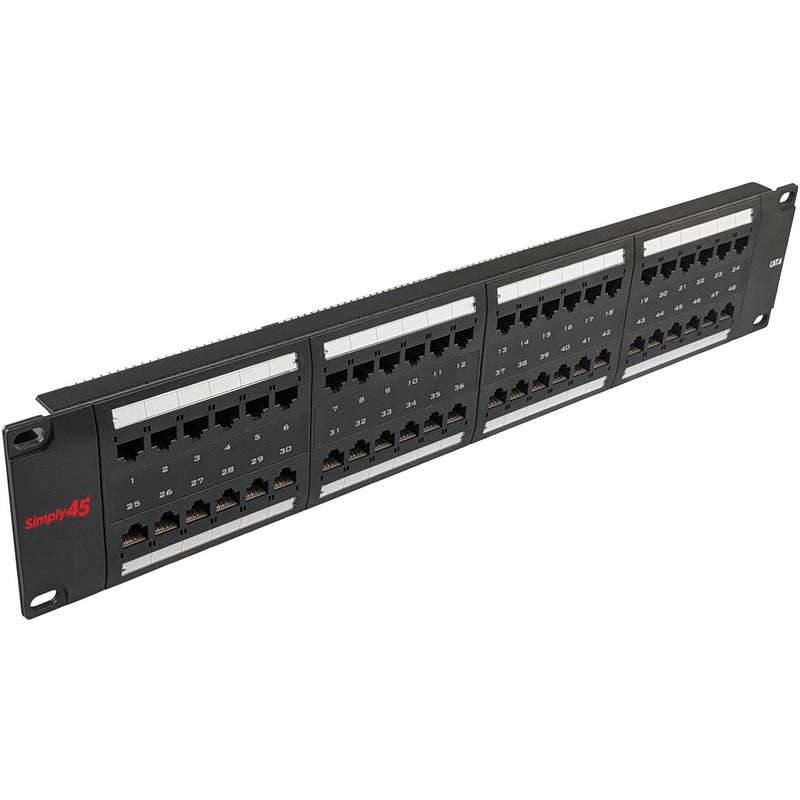 Simply45 48 Port Loaded UTP Patch Panel (Cat5e, 2 RU)