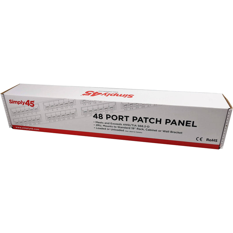 Simply45 48 Port Loaded UTP Patch Panel (Cat5e, 2 RU)