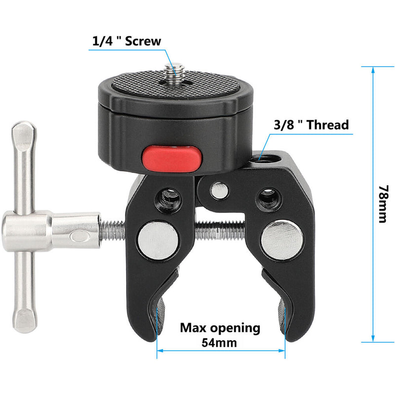 CAMVATE Super Crab Clamp with 1/4"-20 Quick Release System