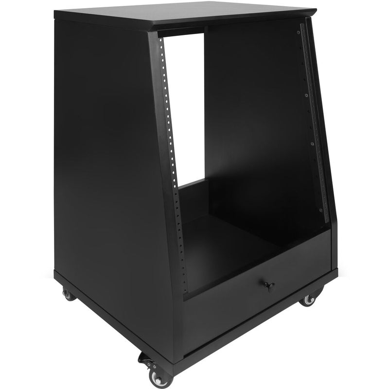 Gator Elite Furniture Series Angled Studio Rack with Locking Casters (12 RU, Black)