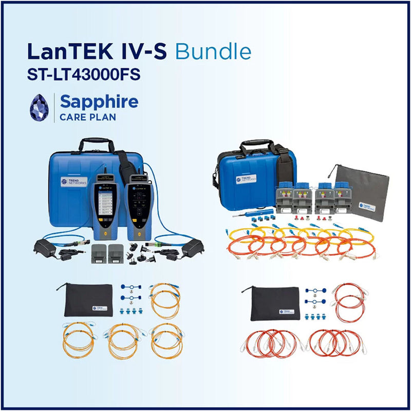 SimplyTEST LanTEK IV-300MHz with PL/CH Adapters, FiberTEK IV MM/SM and 1-Year Sapphire Care Support Bundle