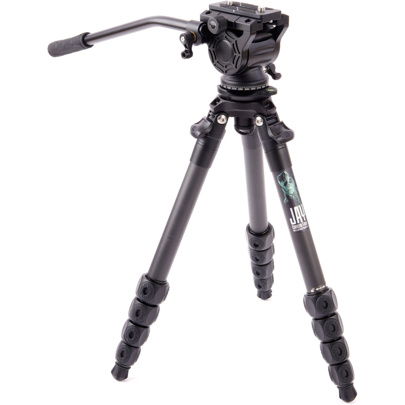 3 Legged Thing Jay Carbon Fiber Tripod with Quick Leveling Base & AirHed Cine-A Fluid Head System (Matte Black)