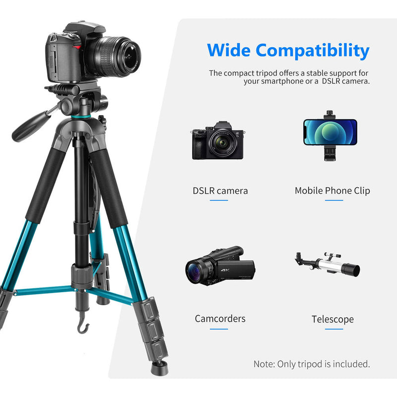 Neewer Portable Aluminum Tripod/Monopod with Pan Head (Blue)