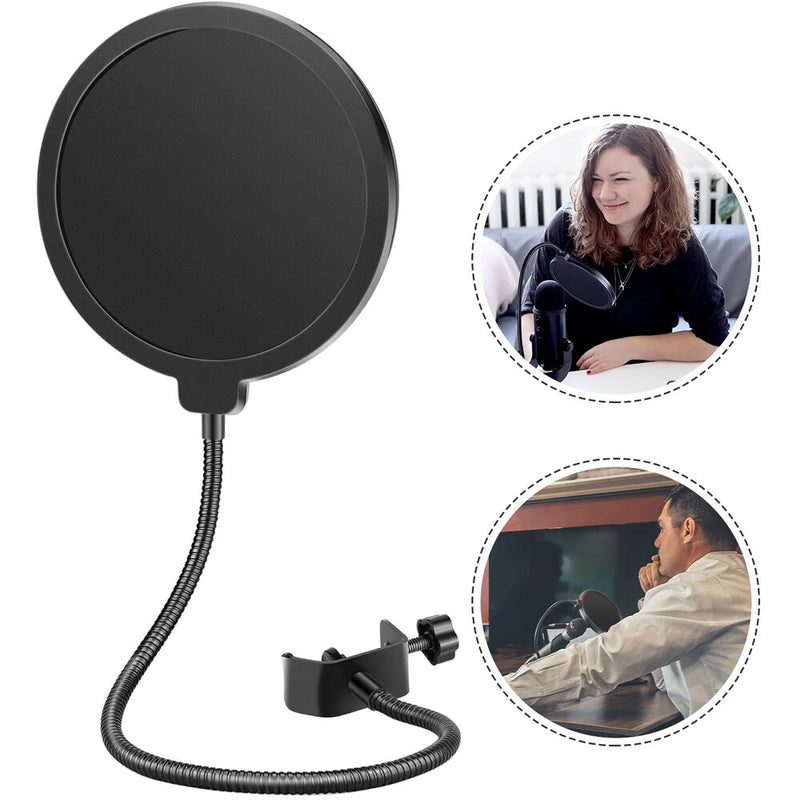 Neewer NWN3 Dual-Layer 6" Pop Filter/Shield with Gooseneck and C-Clamp (Black)