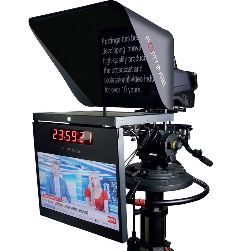 Fortinge 17" Studio Prompter Set with HDMI, BNC, VGA, SDI, and NDI Inputs (High Brightness)