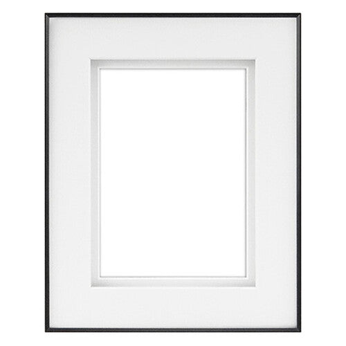 MCS Framatic Fineline Aluminum Frame with 8 x 10" Glass and 5 x 7" Shadow Mat (Black)