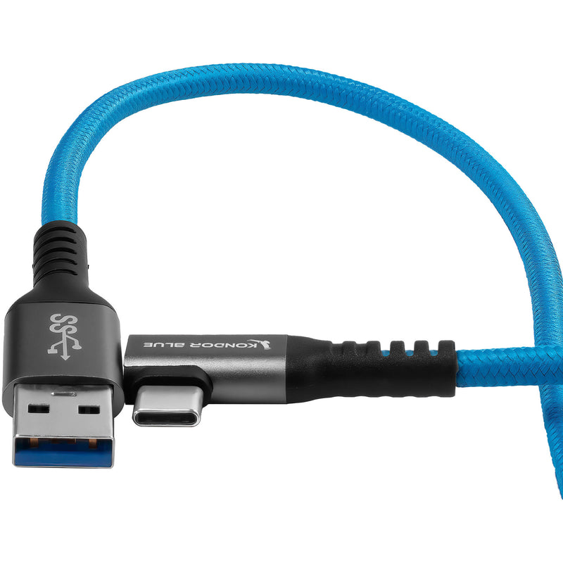 Kondor Blue USB-A to USB-C 3.0 Right Angle Cable (10')