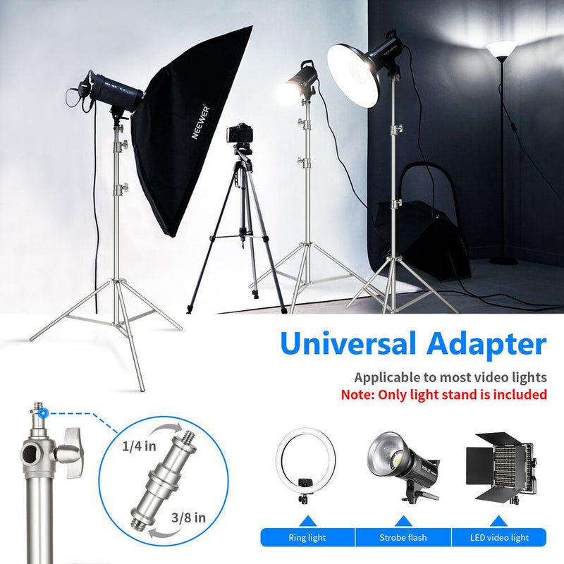 Neewer Heavy-Duty Stainless Steel Light Stand with Universal Adapter (9.8')