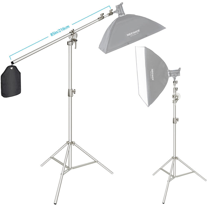 Neewer Photo Studio 2-in-1 Light Stand with Boom Arm (12.6')