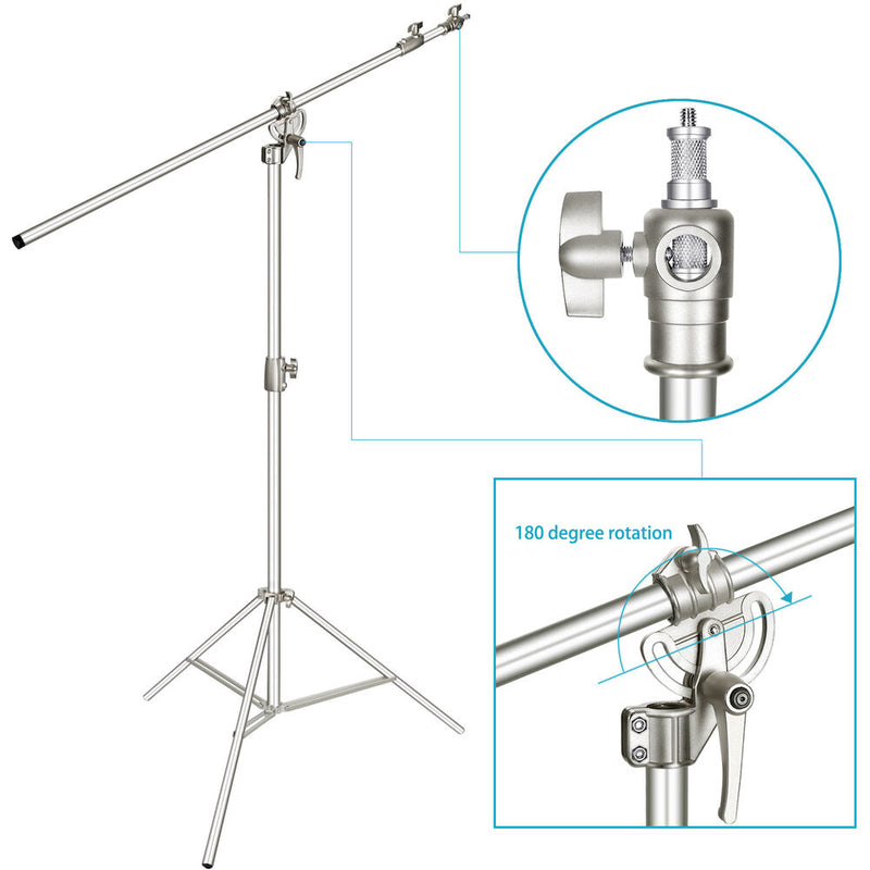 Neewer Photo Studio 2-in-1 Light Stand with Boom Arm (12.6')