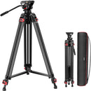 Neewer GM88 Heavy-Duty Aluminum Tripod System with Fluid Head (75mm Bowl)