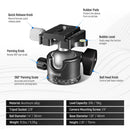 Neewer GM36 Low-Profile Ball Head with Arca-Type QR Plate