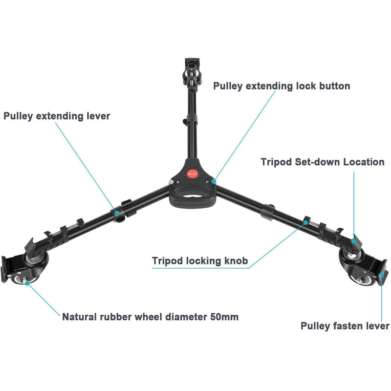 Neewer NW-600 Heavy-Duty Tripod Dolly (Large)