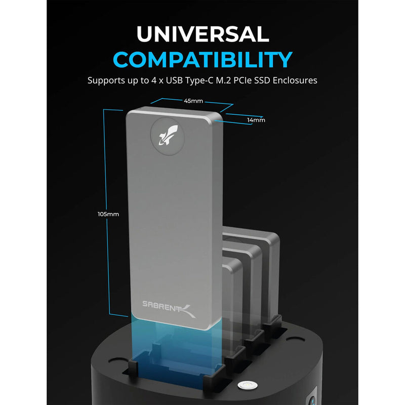 Sabrent 4-Bay USB-C 3.2 Gen 2 Docking Station for M.2 SSD Enclosures