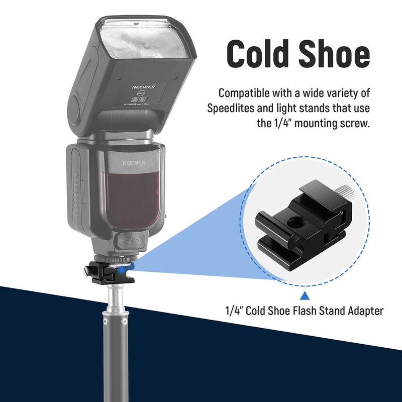 Neewer 1/4"-20 Cold Shoe Mount and Flash Stand Adapter Kit