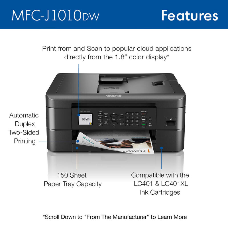 Brother MFC-J1010DW Wireless Inkjet All-in-One Color Printer