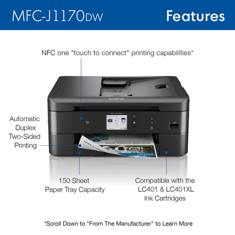 Brother MFC-J1170DW Wireless Color All-in-One Inkjet Printer