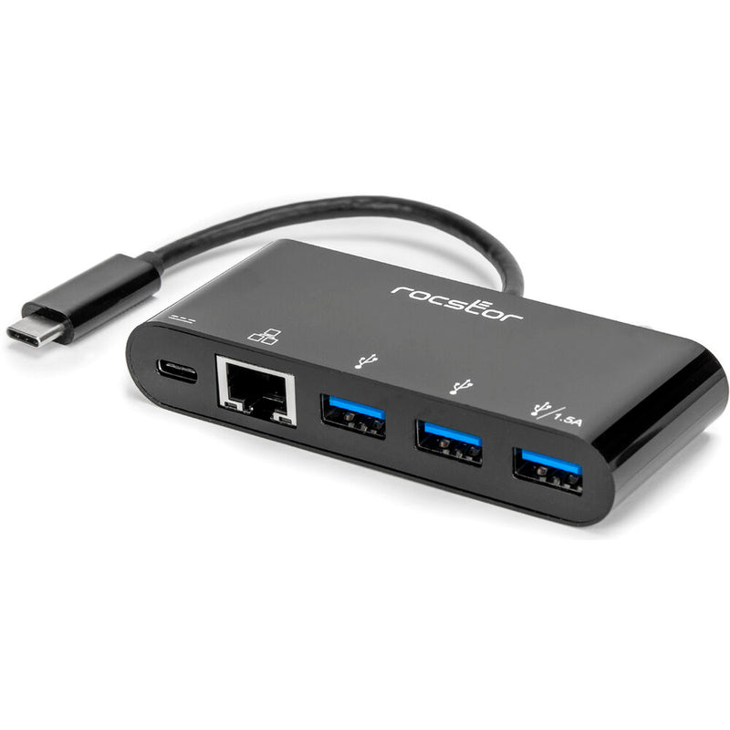 Rocstor USB-C to USB-A, USB-C & RJ45 Multiport Adapter