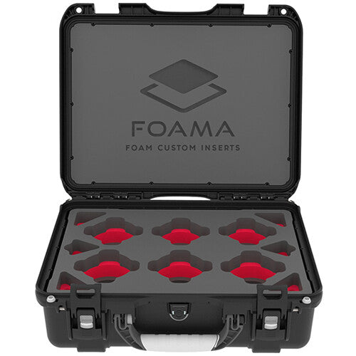 Foama N930 Wheeled Case for Set of Six Canon FD Lenses (Black and Red Insert)