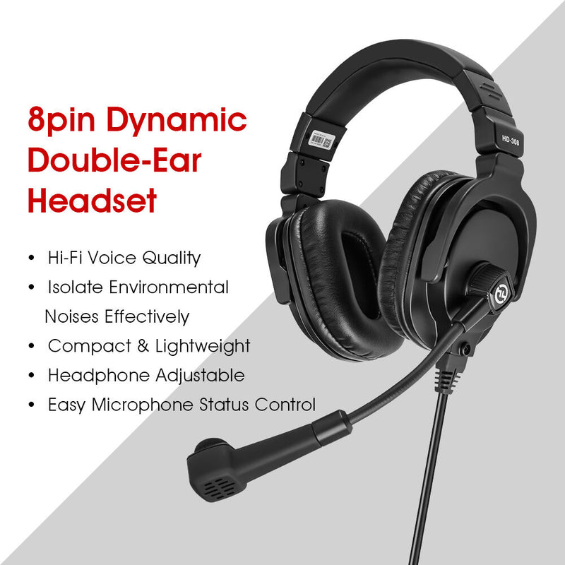 Hollyland Dynamic Dual-Ear Headset with 8-Pin LEMO Connector