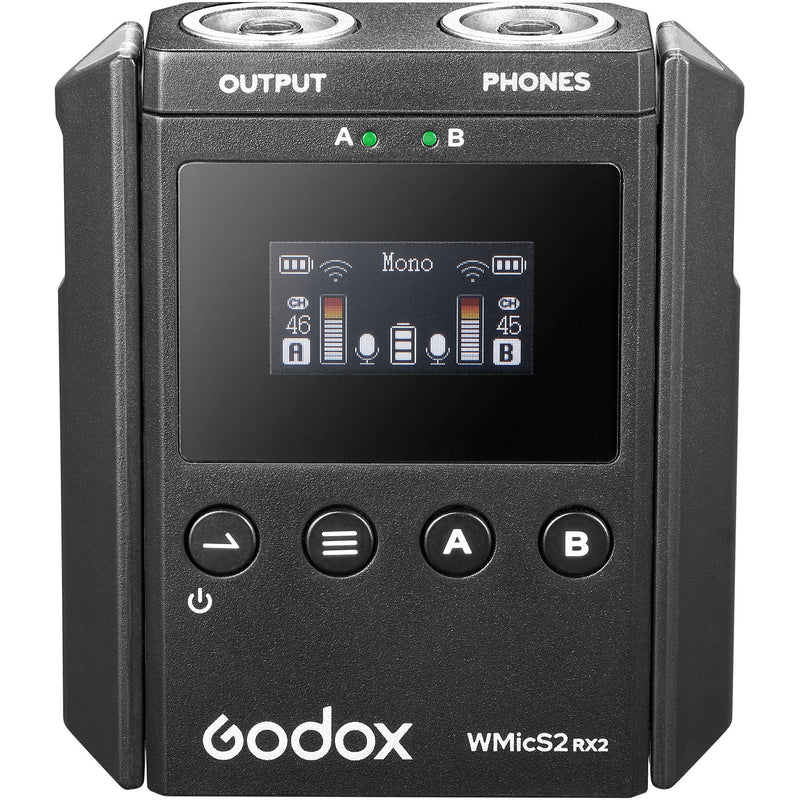 Godox WMicS2 UHF Compact Wireless Microphone System for Cameras & Smartphones with 3.5mm (514 to 596 MHz)