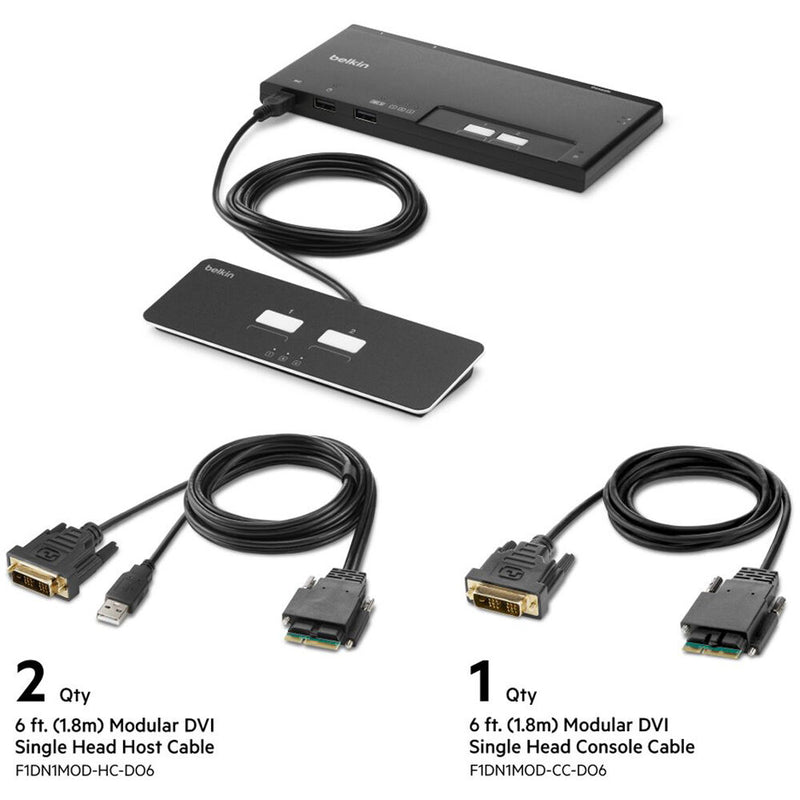 Belkin 2-Port Single-Head DVI Modular KVM Switch with Remote