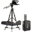 ikan Professional 12" Portable Teleprompter with Reversing Monitor, Tripod, and Dolly Travel Kit