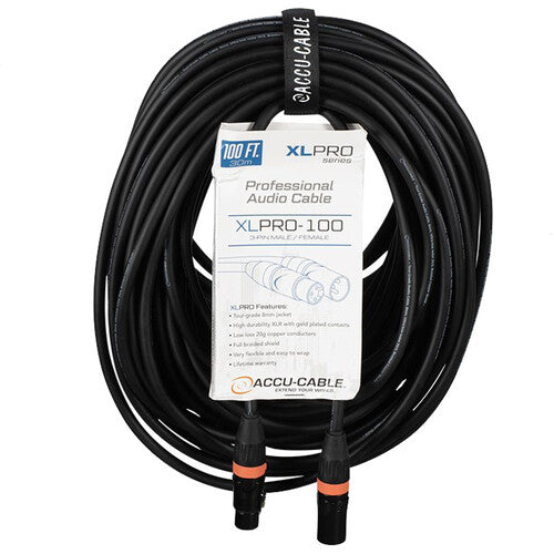 American DJ Accu-Cable XLPRO-100 XLR3M to XLR3F Audio Cable (100')