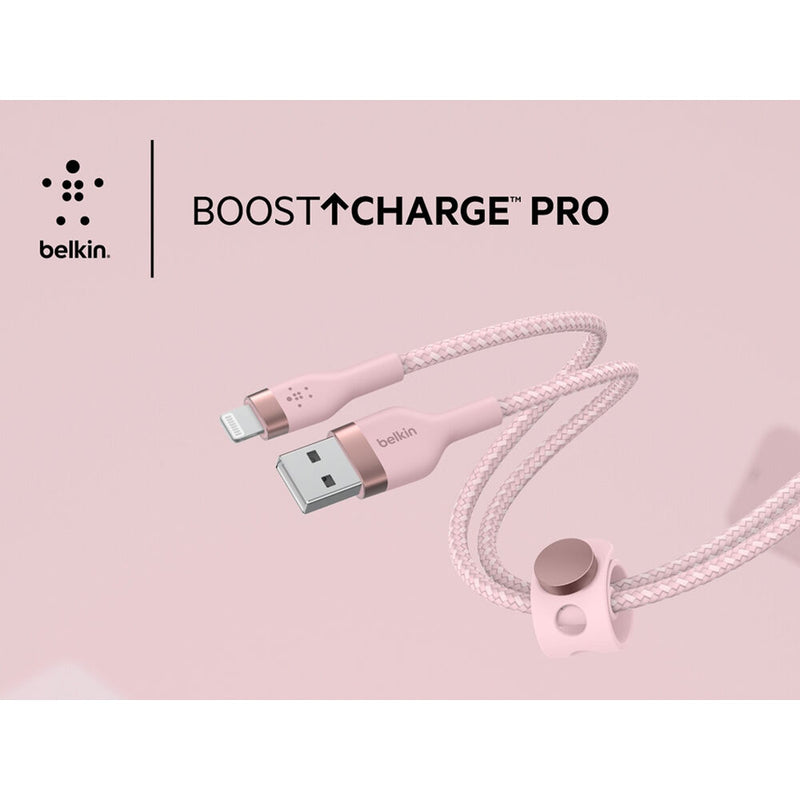 Belkin BoostCharge Pro Flex Lightning to USB-A Cable (6.6', Pink)