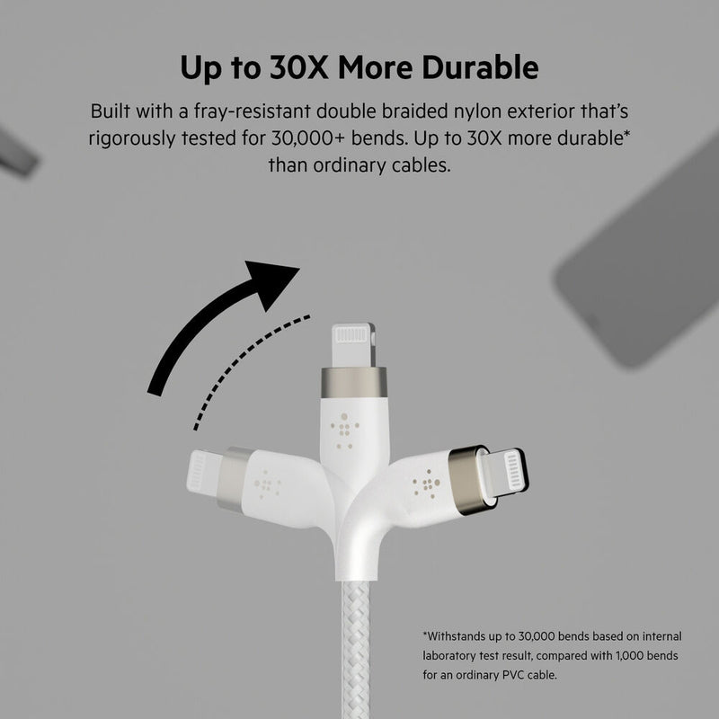 Belkin BOOST CHARGE PRO Flex USB-C to Lightning Male Cable (6.6', White)