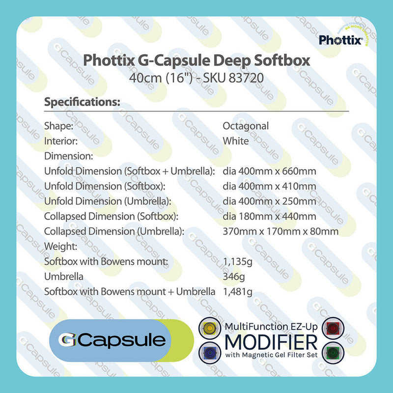 Phottix G-Capsule Hexadecagon Deep Softbox (16")
