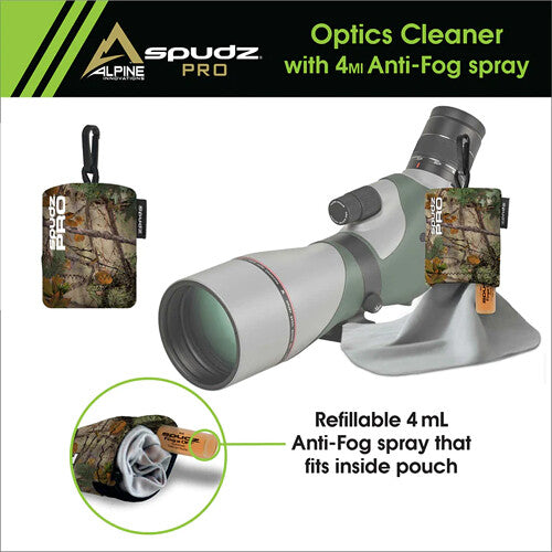 Spudz PRO Premium Lens Cloth with FogzOff Anti-Fog Spray (Alpine Mountain Camo, 10 x 10")