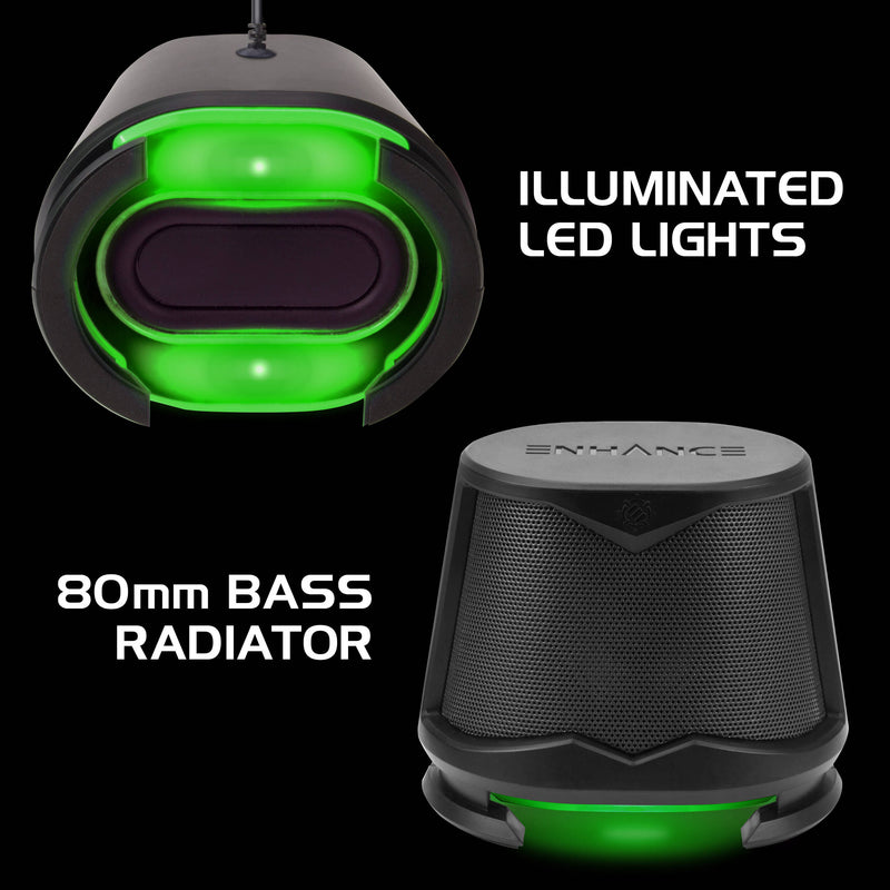 Enhance SB2 2.0 High Excursion Computer Speakers with LED Lights (Green)