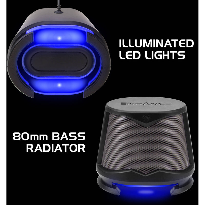 Enhance SB 2.1 Computer Speakers with Subwoofer for Desktop and Laptop Computers (Blue)