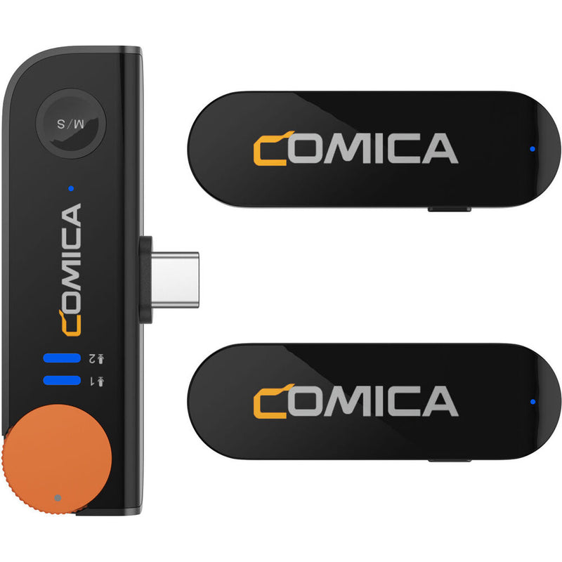 Comica Audio Vimo S UC 2-Person Wireless Microphone System with USB-C Connector for Mobile Devices (Black, 2.4 GHz)