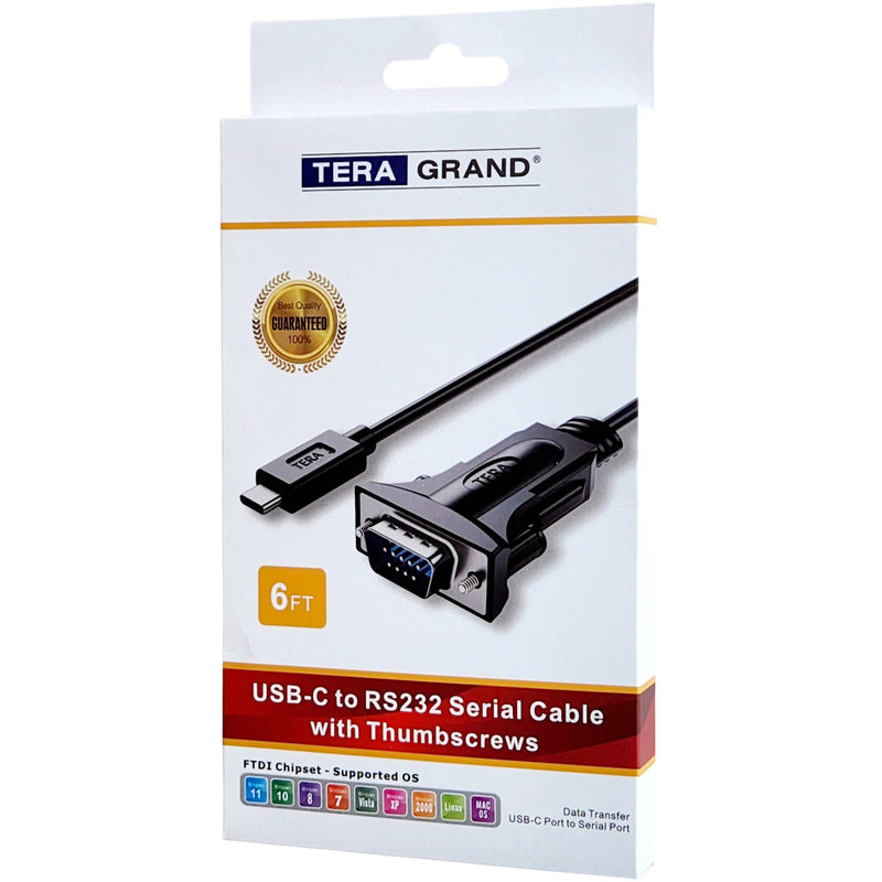 Tera Grand USB-C to RS232 Serial DB9 Adapter Cable (6')